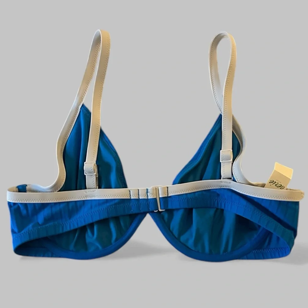 Aerie Blue and White Unlined Underwire Swimsuit Top